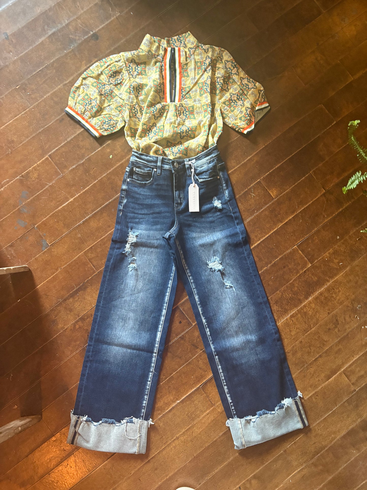 Multi Color Striped Detailed Embroidered Print