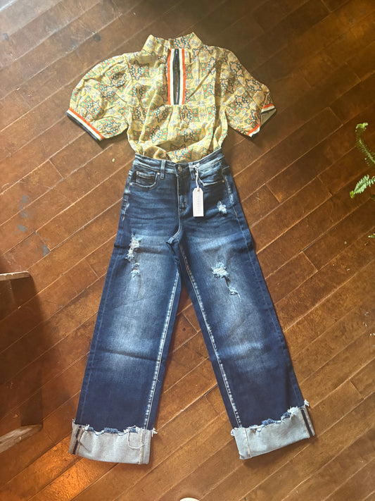 Multi Color Striped Detailed Embroidered Print