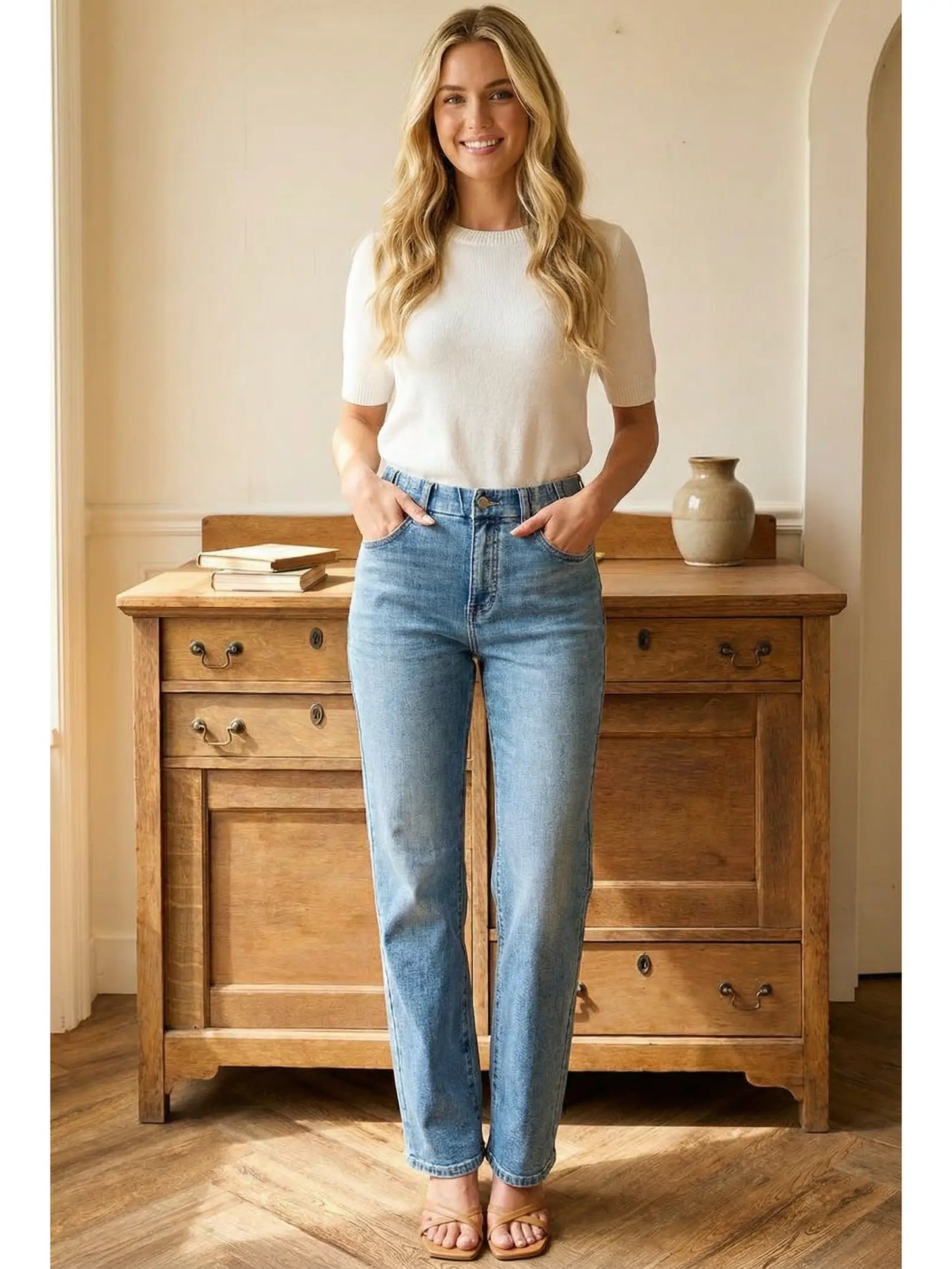 Tummy Control High Rise Straight Jeans