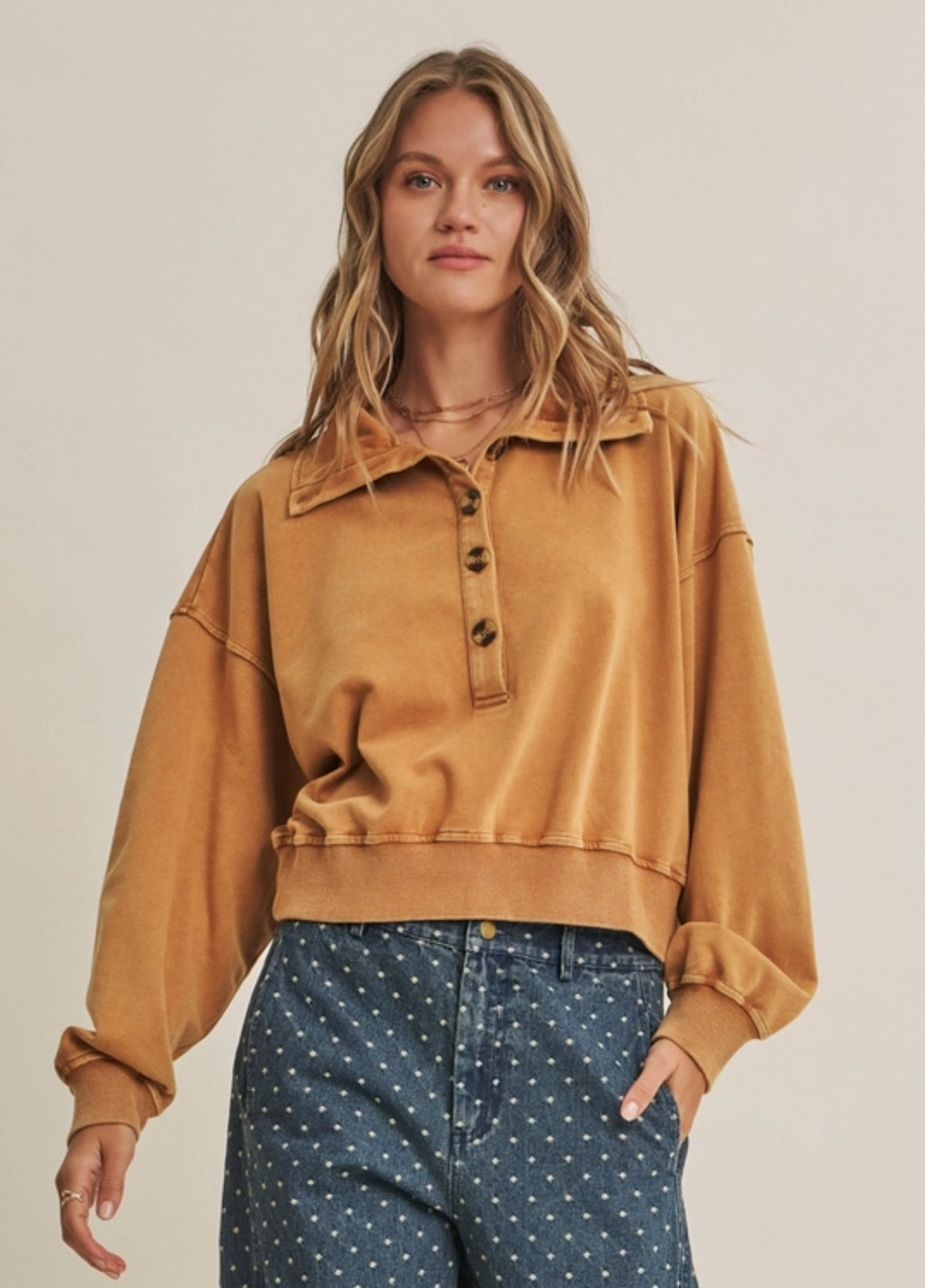 Campfire Sky Nostalgic Mineral-Washed Terry Pullover
